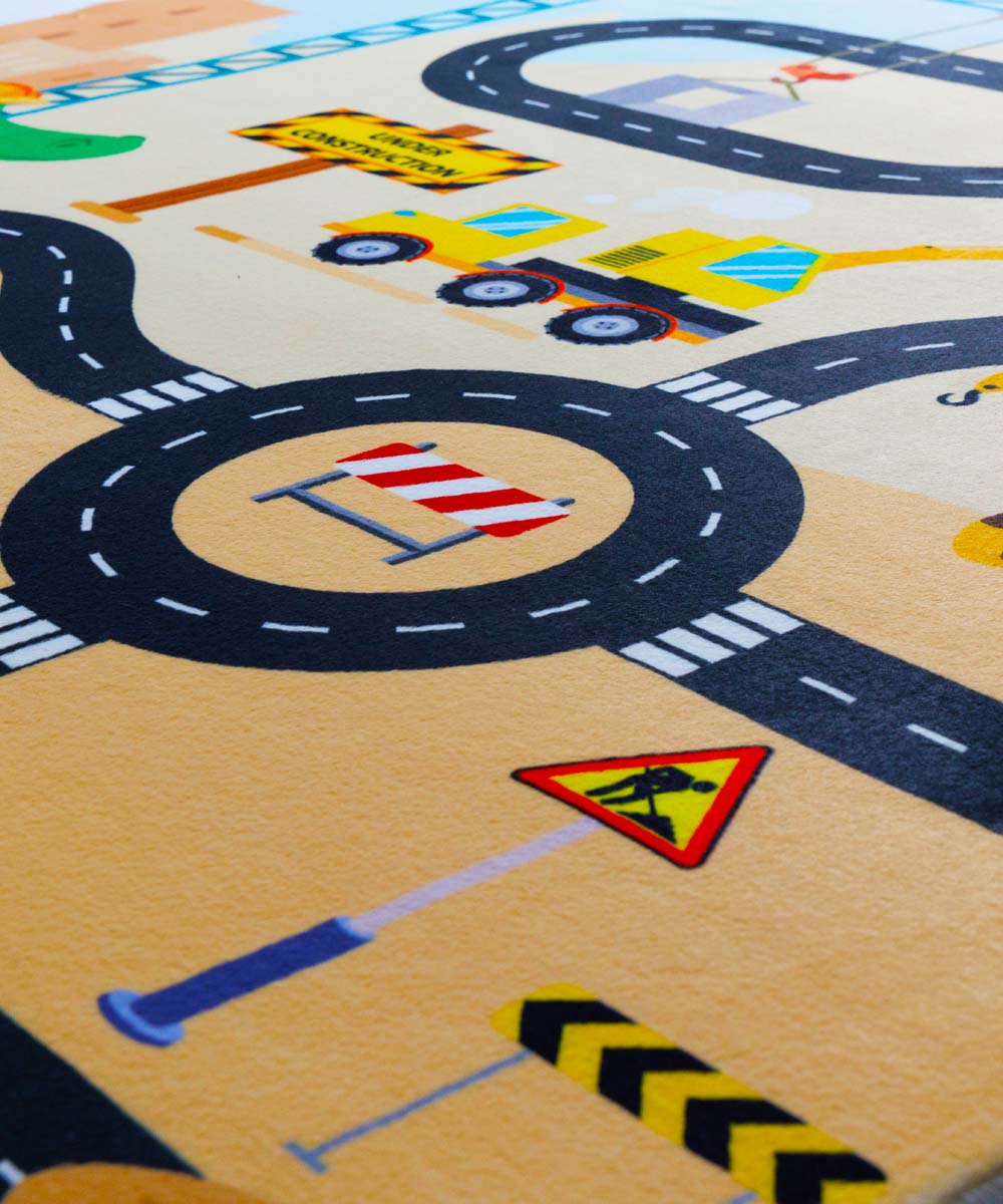 Tapis enfant lavable - Snugway Construction Multicolore - close up Tapis enfant lavable - Snugway Construction Multicolore - close up