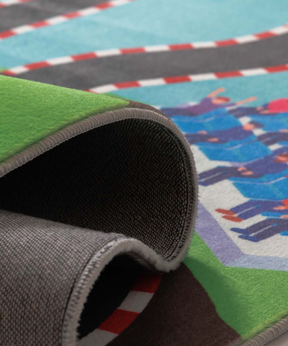 Tapis enfant lavable - Snugway Course Multicolore - close up Tapis enfant lavable - Snugway Course Multicolore - close up