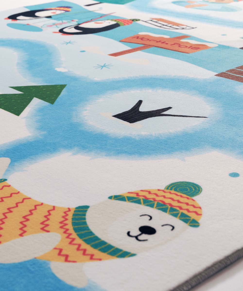 Tapis enfant lavable - Snugway Hiver Blanc/Bleu - close up Tapis enfant lavable - Snugway Hiver Blanc/Bleu - close up