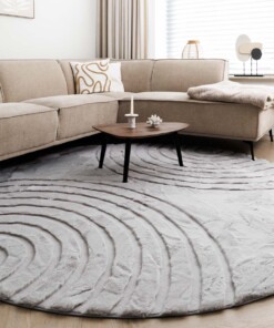 Tapis rond moelleux - Carvy Gris Clair - sfeer, thumbnail