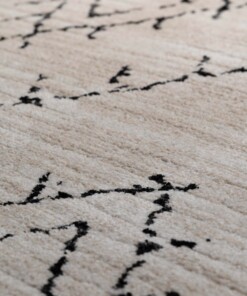 Tapis style berbère Beni Ouarain Soufiane - Crème/noir - close up, thumbnail