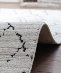 Tapis style berbère Beni Ouarain Soufiane - Crème/noir - close up, thumbnail