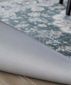 Tapis extérieur vintage ovale - Valenca Nova vert foncé - close up, thumbnail