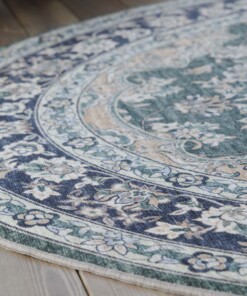 Tapis extérieur vintage ovale - Valenca Nova vert foncé - close up, thumbnail