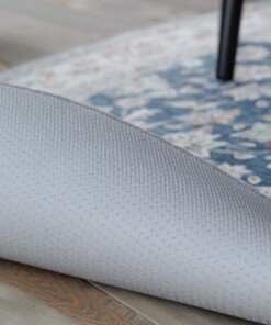 Tapis extérieur vintage ovale - Valenca Nova or/bleu - close up, thumbnail