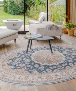 Tapis extérieur vintage ovale - Valenca Nova or/bleu - sfeer