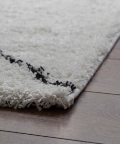 Tapis poils longs berbère Artisan - blanc/noir - close up, thumbnail