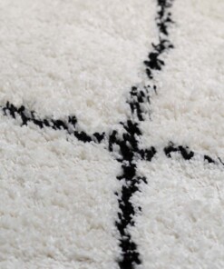 Tapis poils longs Rond berbère Artisan - blanc/noir - close up, thumbnail