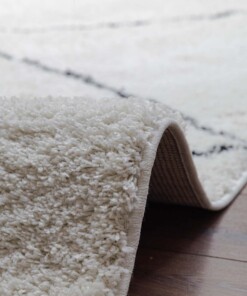 Tapis poils longs berbère Artisan - blanc/noir - close up, thumbnail