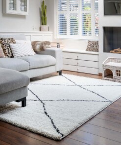 Tapis poils longs berbère Artisan - blanc/noir - sfeer