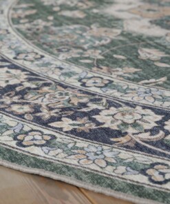 Tapis extérieur rond vintage - Valenca Nova vert foncé - close up, thumbnail