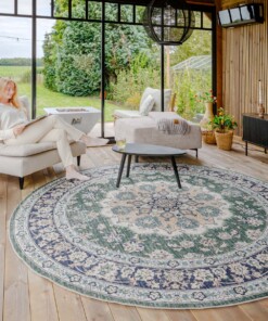 Tapis extérieur rond vintage - Valenca Nova vert foncé - sfeer