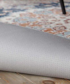 Tapis extérieur rond vintage - Valenca Nova or/bleu - close up, thumbnail