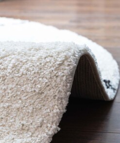 Tapis poils longs Rond berbère Artisan - blanc/noir - close up, thumbnail