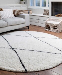 Tapis poils longs Rond berbère Artisan - blanc/noir - sfeer
