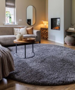 Tapis Rond poils longs Shaggy Grand - gris foncé - sfeer