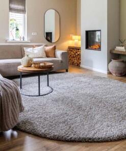 Tapis Rond poils longs Shaggy Grand - gris clair - sfeer