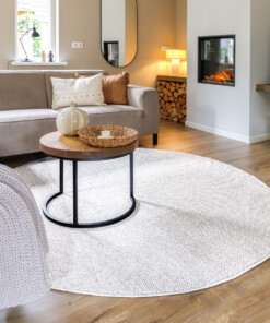 Tapis rond poil ras - Loom argent - sfeer