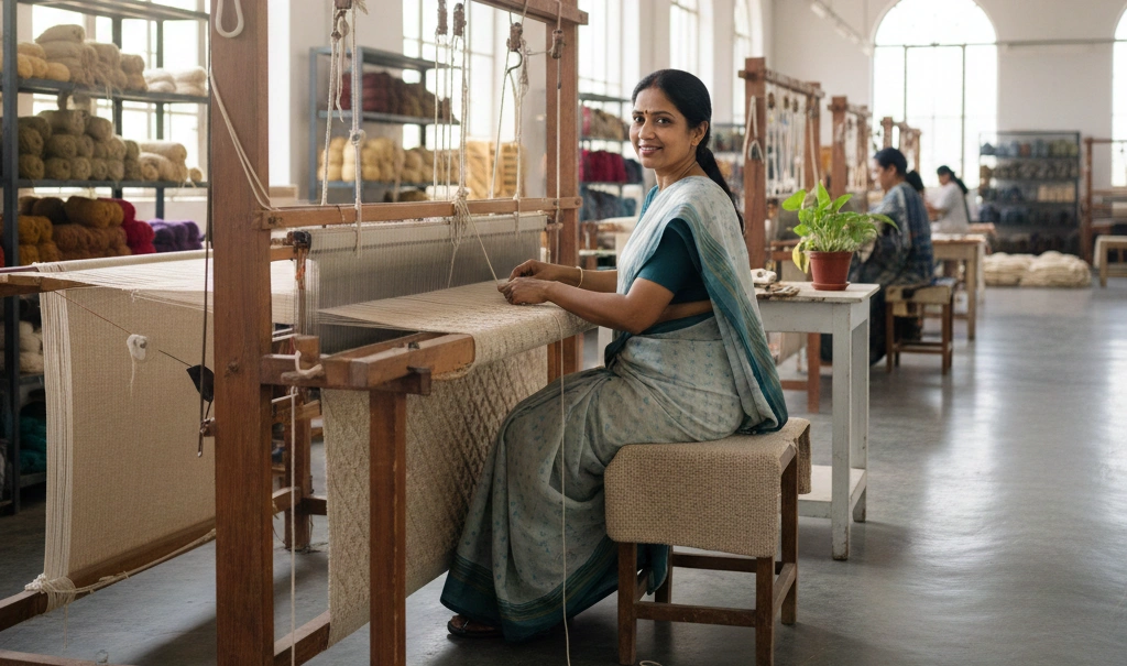 Tapis fait main en cours de production