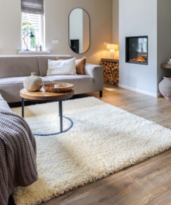 Tapis poils longs Carré - Shaggy Grand Crème - sfeer