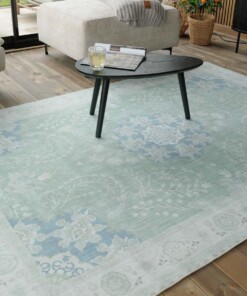 Tapis extérieur vintage - Valenca Luna vert sauge - close up, thumbnail