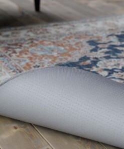 Tapis extérieur vintage carré - Valenca Nova or/bleu - close up, thumbnail