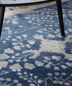 Tapis extérieur vintage - Valenca Sera bleu foncé - close up, thumbnail