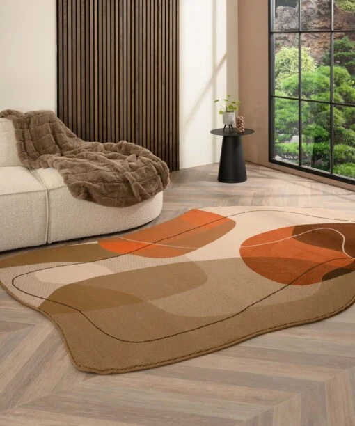 Tapis pop art forme organique – Ease Stone terra