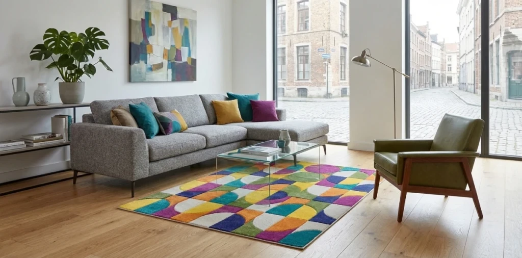 tapis pop art en salon