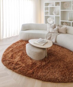 Tapis organique shaggy - Sveve Pebble cognac - sfeer