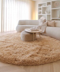 Tapis rond shaggy - Sveve beige - sfeer