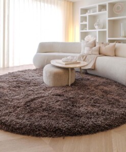 Tapis rond shaggy - Sveve brun - sfeer