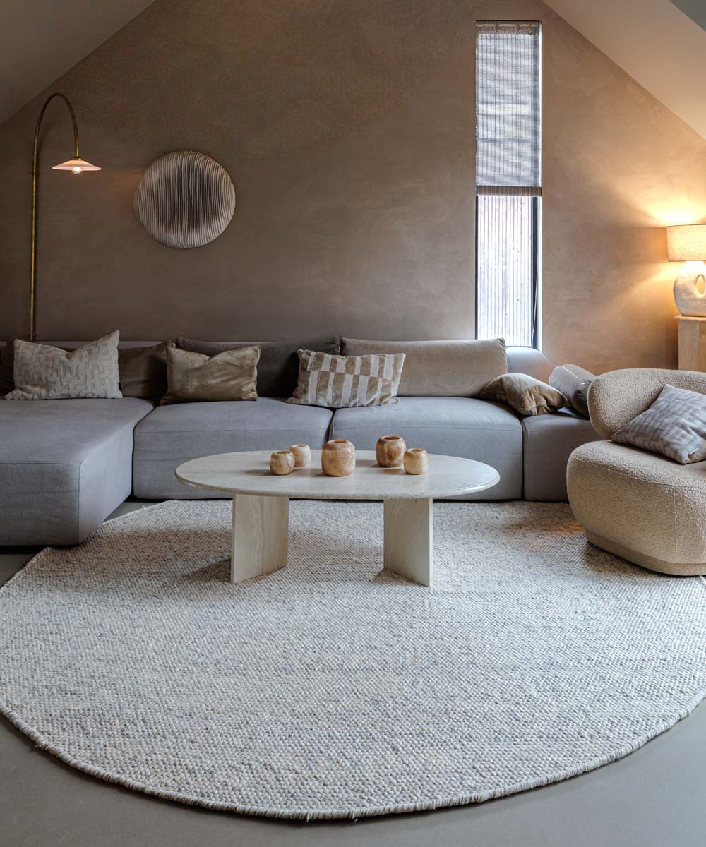 Tapis rond en laine - Silvull beige - sfeer Tapis rond en laine - Silvull beige - sfeer