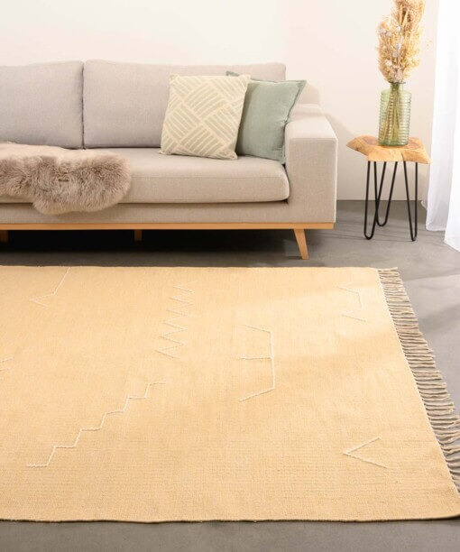 Tapis en coton bohème – Cueva jaune/beige