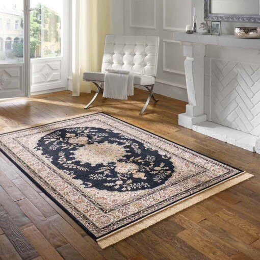 tapis coton - Victor bleu foncé