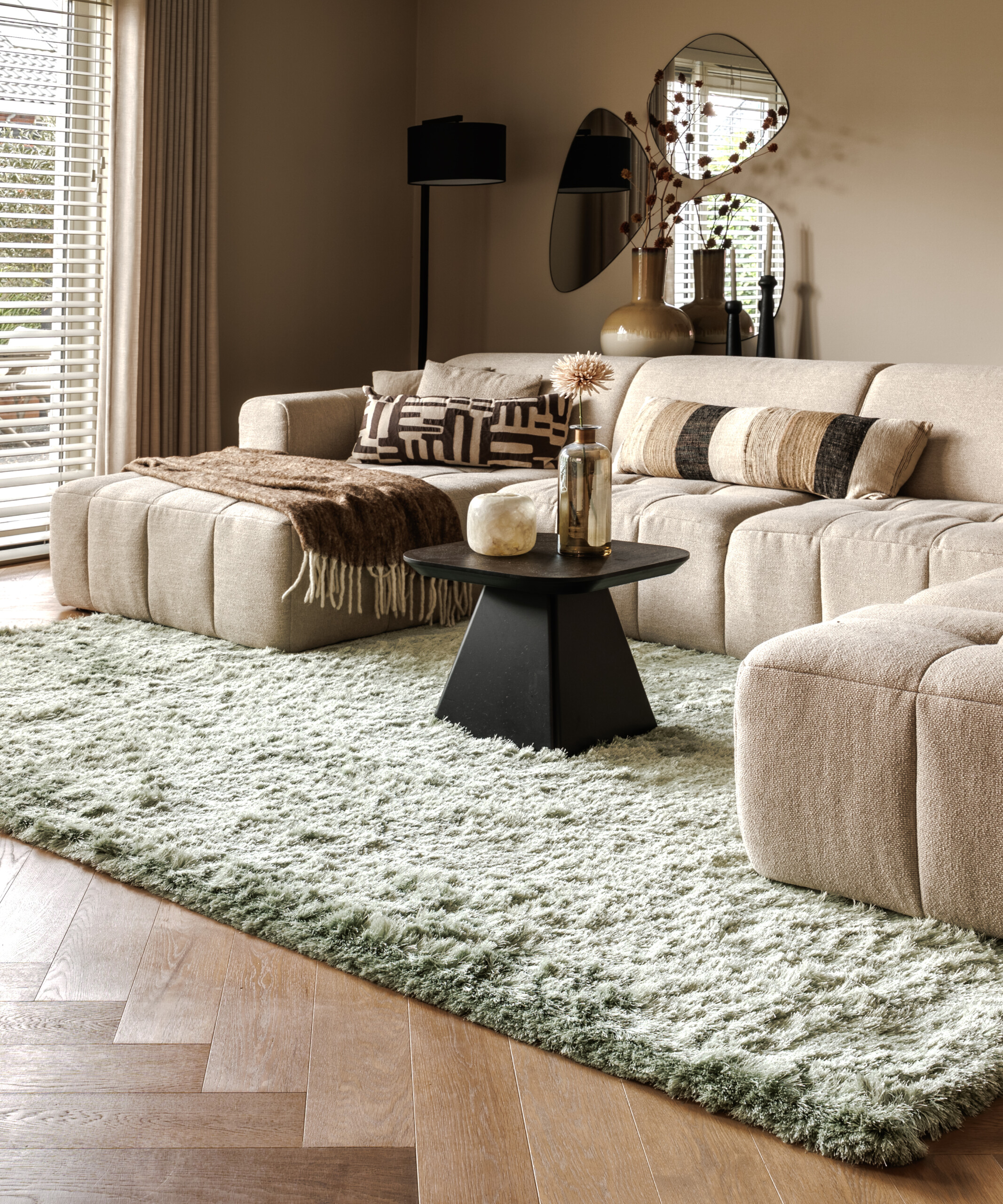 Tapis en velours - Auréa vert sauge - sfeer Tapis en velours - Auréa vert sauge - sfeer