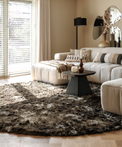 Tapis rond en velours - Auréa taupe - sfeer