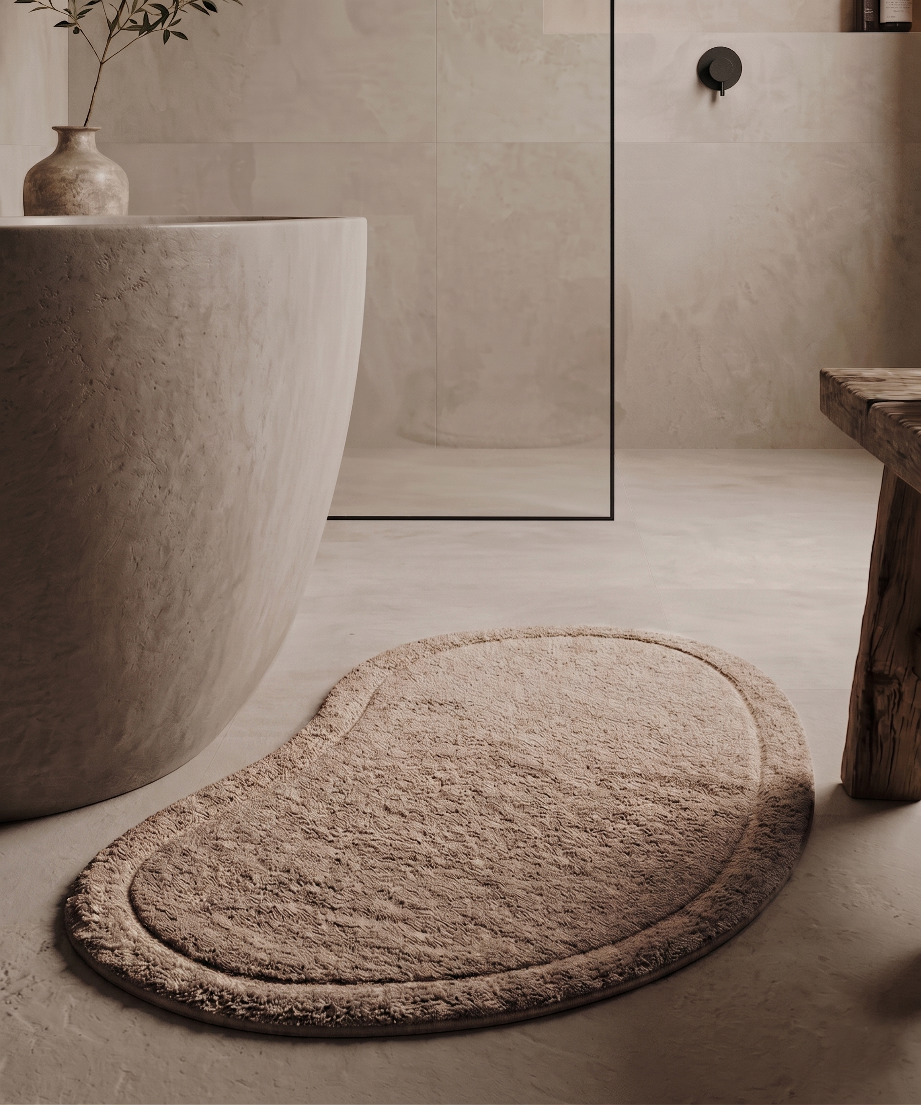 Tapis de bain organique - Lunja Pebble beige - sfeer Tapis de bain organique - Lunja Pebble beige - sfeer