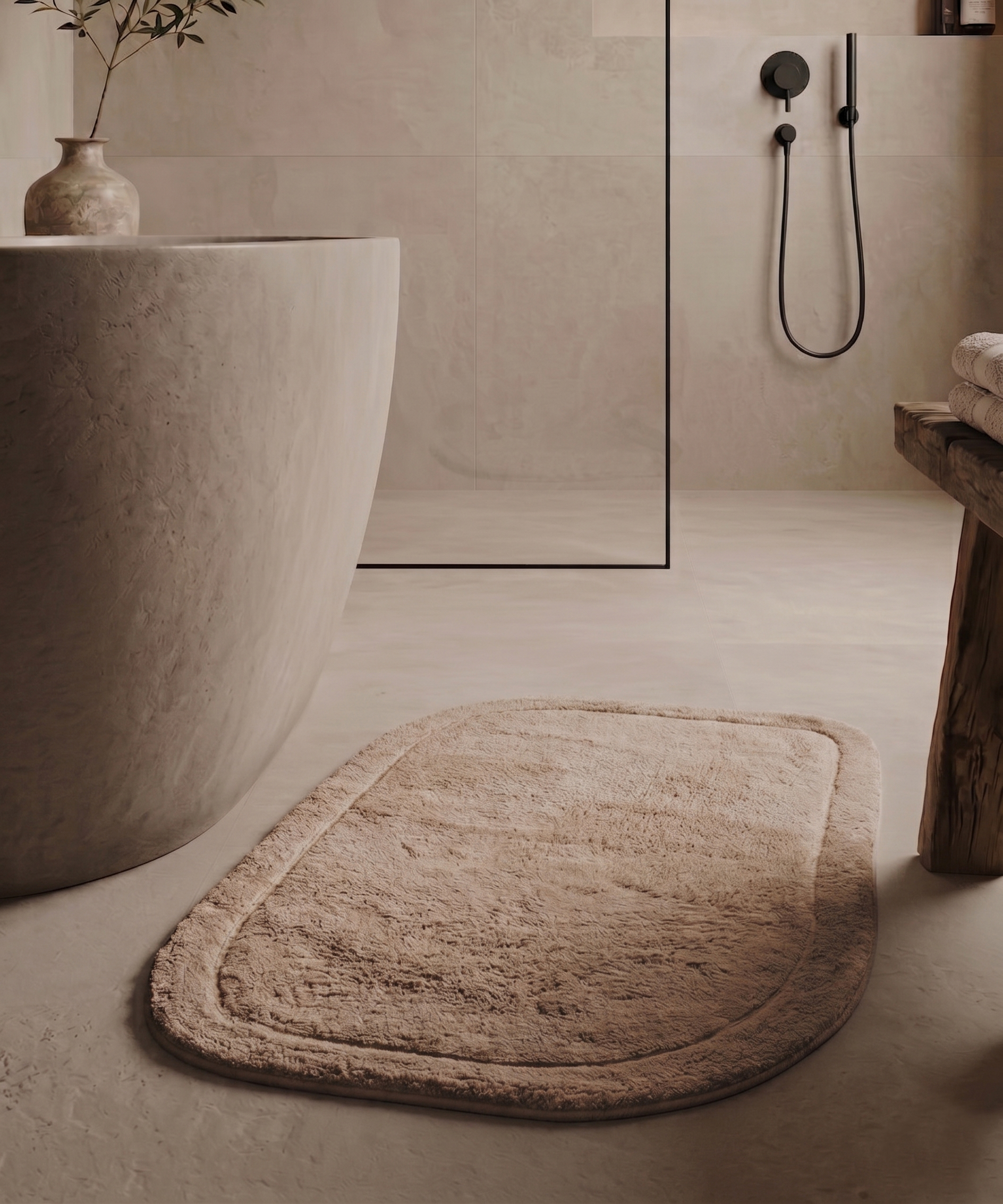 Tapis de bain organique - Lunja beige - sfeer Tapis de bain organique - Lunja beige - sfeer