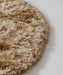 Tapis rond en velours - Auréa beige - close up, thumbnail