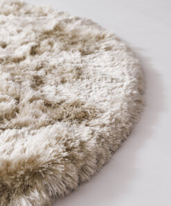 Tapis rond en velours - Auréa ivoire - close up, thumbnail