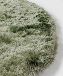 Tapis rond en velours - Auréa vert sauge - close up, thumbnail