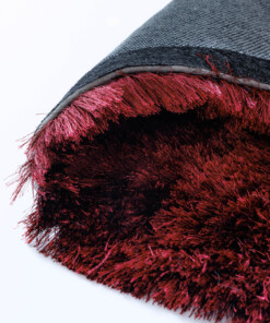 Tapis rond en velours - Auréa bordeaux - close up, thumbnail