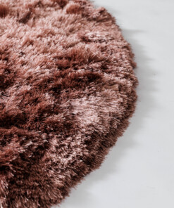 Tapis rond en velours - Auréa rose - close up, thumbnail