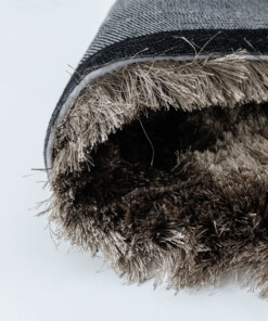 Tapis rond en velours - Auréa taupe - close up, thumbnail