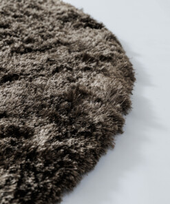 Tapis rond en velours - Auréa taupe - close up, thumbnail