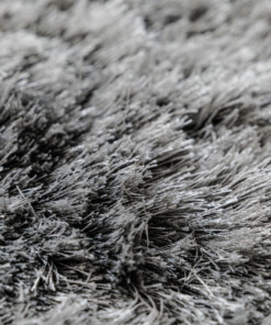 Tapis rond en velours - Auréa argent - close up, thumbnail
