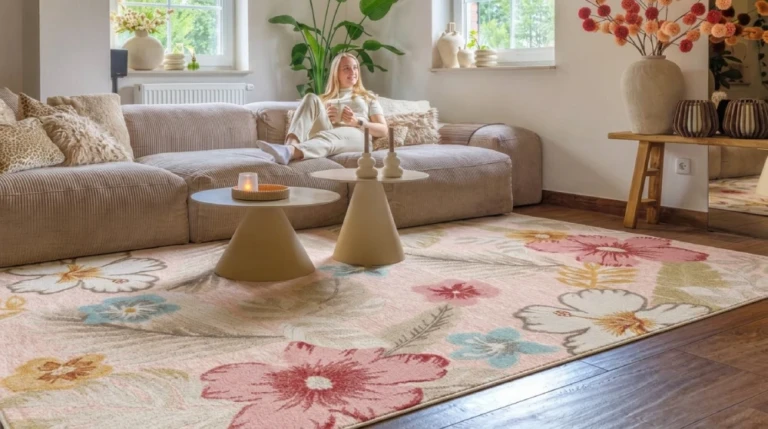 tapis à motifs floraux