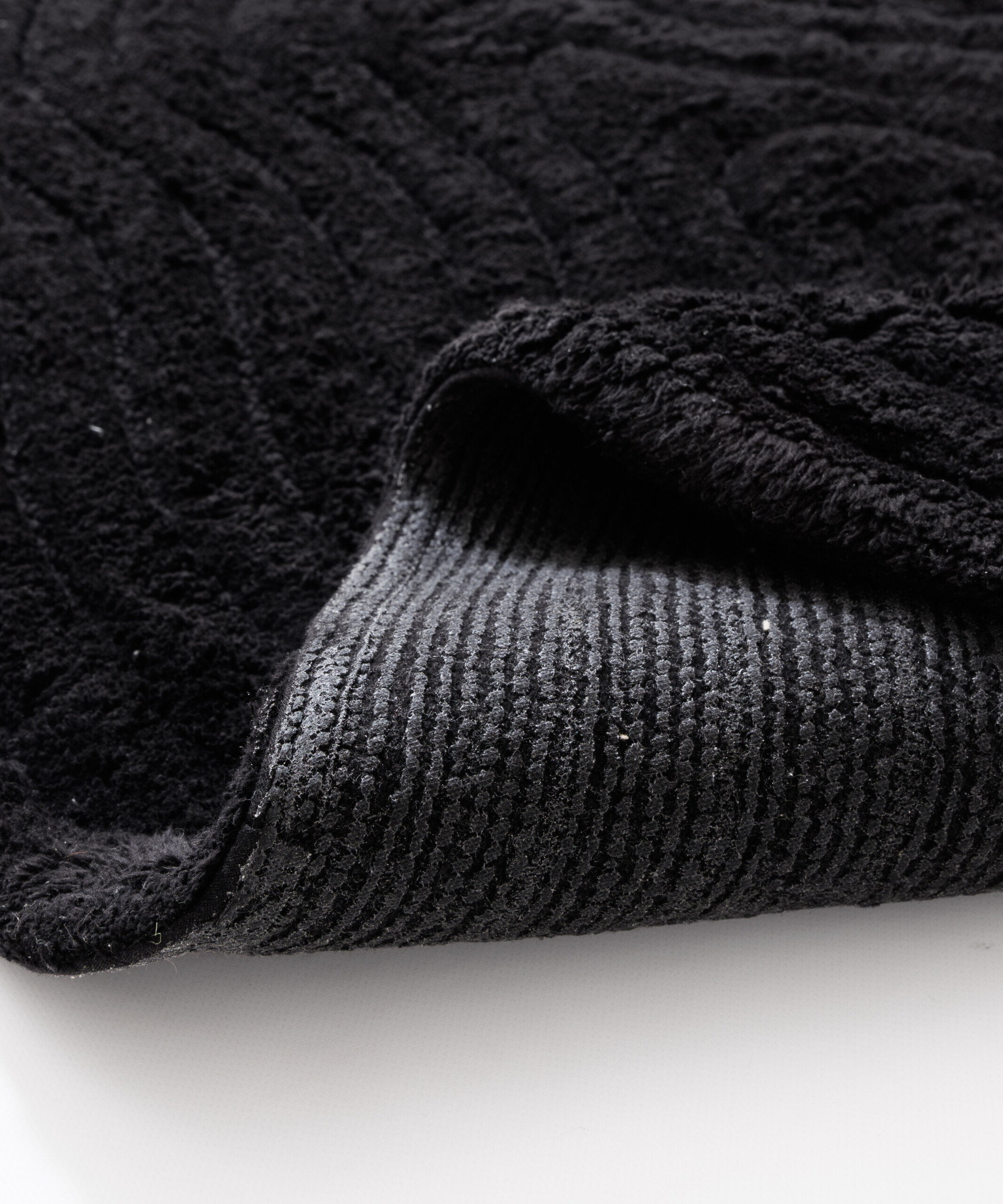 Tapis de bain organique - Stille noir - close up Tapis de bain organique - Stille noir - close up