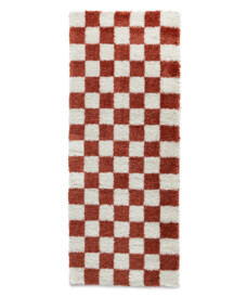 Tapis de couloir damier - Check ivoire/corail - overzicht, thumbnail
